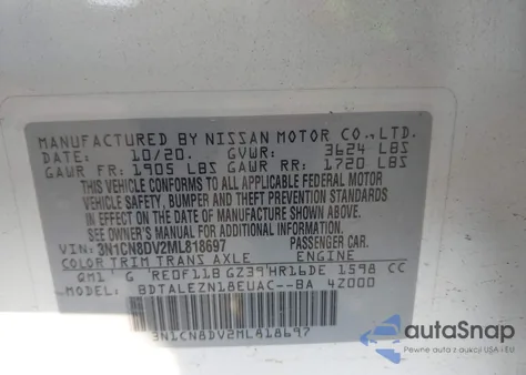 2021 Nissan Versa S from USA, damaged, VIN 3N1CN8DV2ML818697